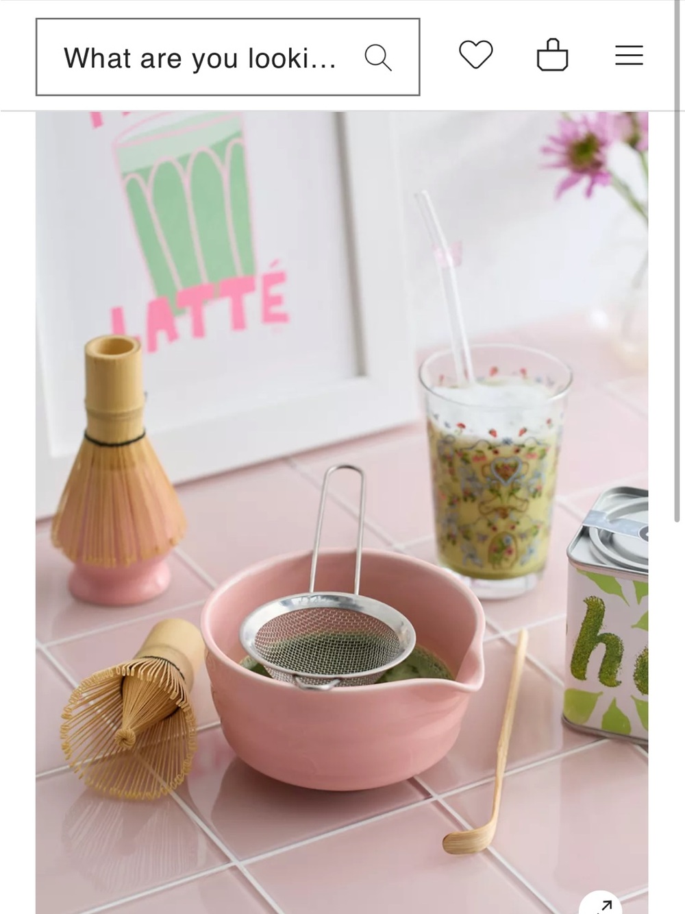 Pink Ceramic Matcha Bowl and Holder Set (with Strainer, Bamboo Whisk and Scoop)